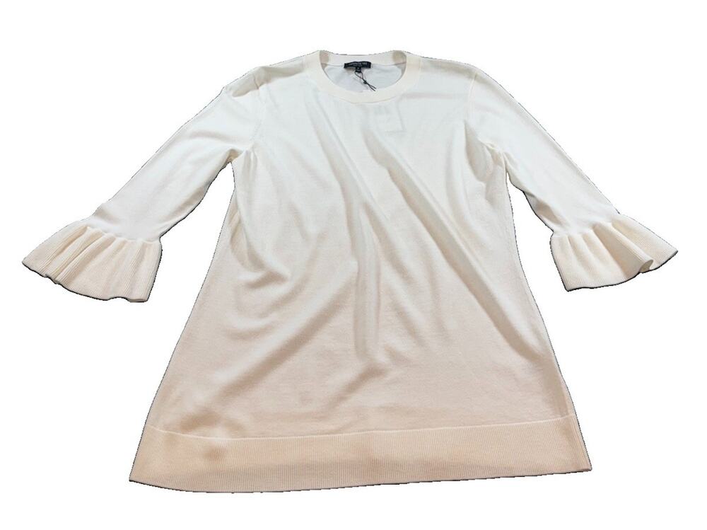 Lafayette 148 New York Bell Sleeve Knit Tunic Sweater Cloud Size S NWT $398